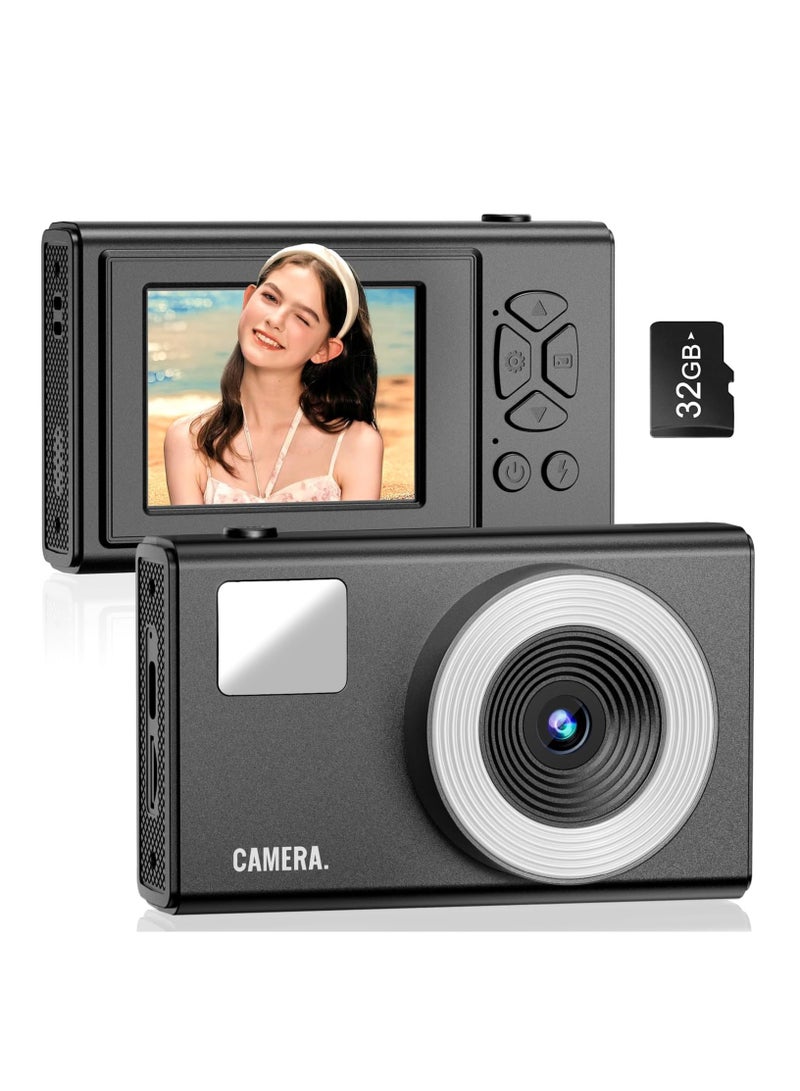 Digital Camera for Kids Fill Light, 1080P FHD Camera, Vintage Camera, Retro Digital Camera CCD for Teens Boys Girls Seniors Student Children, 32GB SD Card,16X Zoom - Image 1