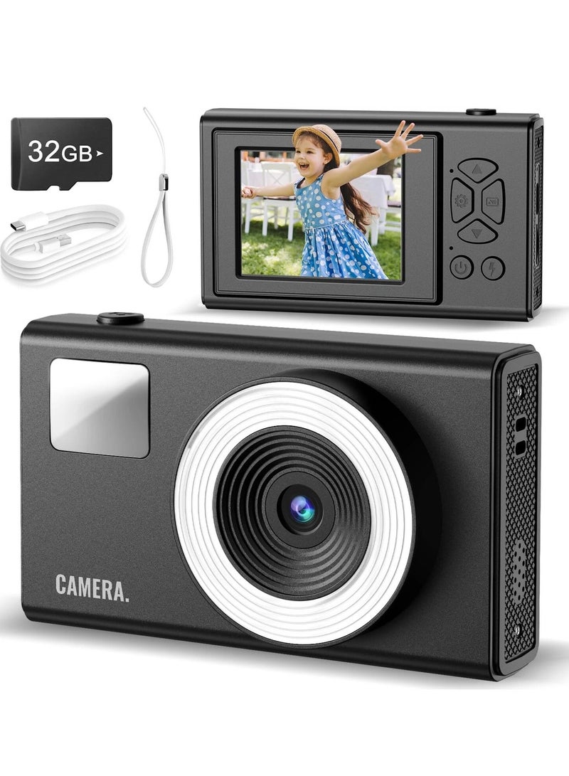 Kids Digital Camera, 48MP 4K UHD Retro Vintage Camera with Fill Light, 16X Zoom Anti-Shake, 2.8" LCD Screen, Rechargeable with 32GB SD Card, Best Gift for Children Boys Girls Age 5-15 - Image 1