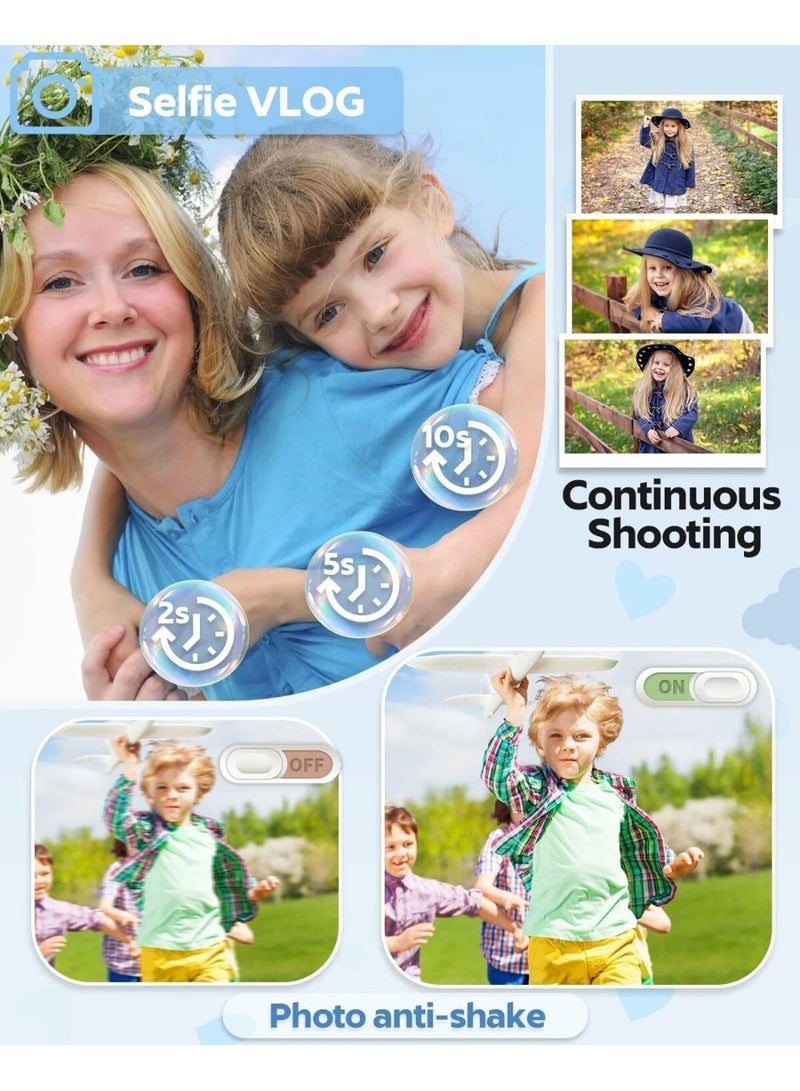 Kids Digital Camera, 48MP 4K UHD Retro Vintage Camera with Fill Light, 16X Zoom Anti-Shake, 2.8" LCD Screen, Rechargeable with 32GB SD Card, Best Gift for Children Boys Girls Age 5-15 - Image 4