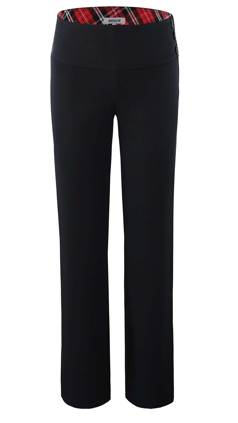 Bienzoe Girls School Uniform Pant: Kids Adjustable Waist Durable Straight Leg Dress Trouser Black 10 - Image 5