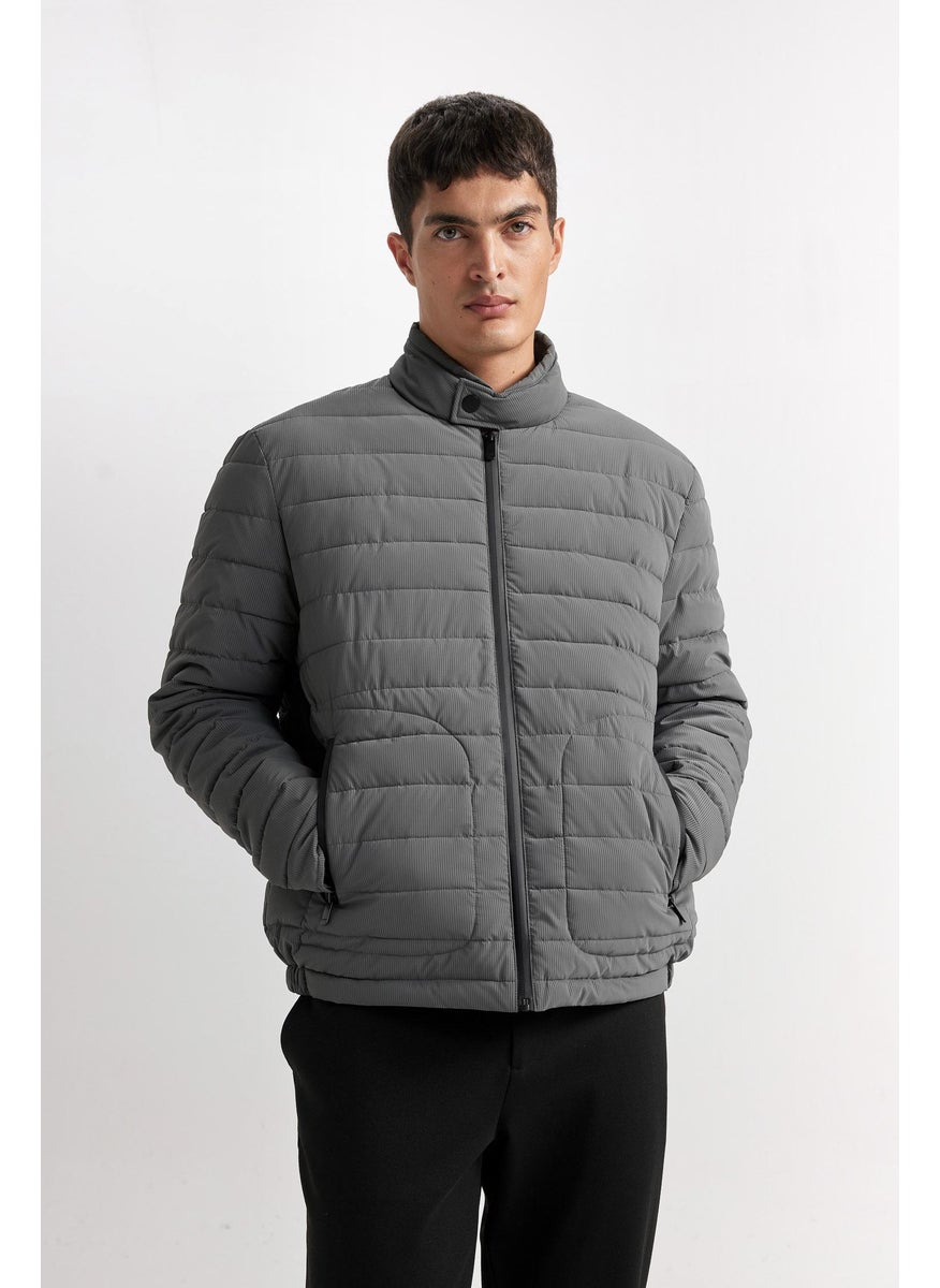 DeFacto - Man Slim Fit Stand Collar Zippered Puffer Jacket - Image 1