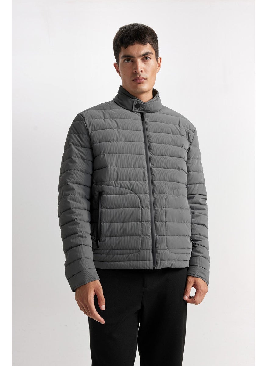DeFacto - Man Slim Fit Stand Collar Zippered Puffer Jacket - Image 1