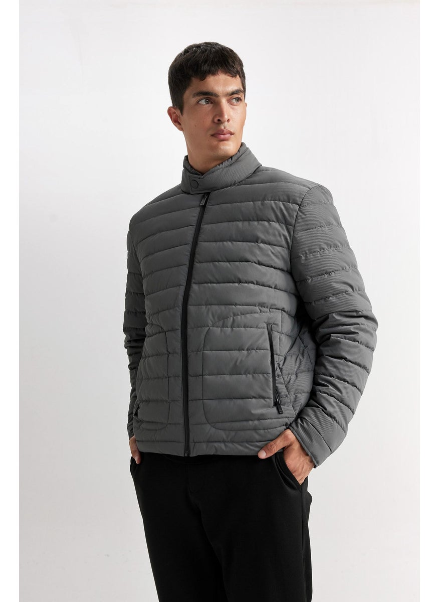 DeFacto - Man Slim Fit Stand Collar Zippered Puffer Jacket - Image 1