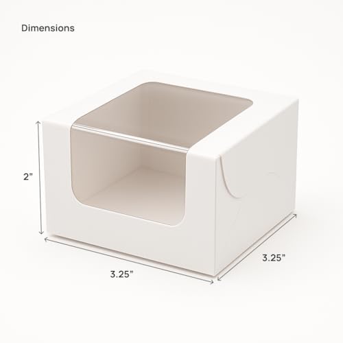 mudrit Bakery Box with Window, Pack of 20, for Brownie, Donut, Ladoos, Chocolates, Macarons, Size 3.25x3.25x2 inches (White) - Image 2