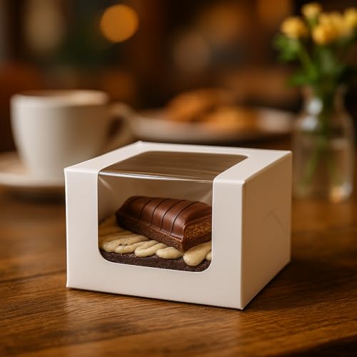 mudrit Bakery Box with Window, Pack of 20, for Brownie, Donut, Ladoos, Chocolates, Macarons, Size 3.25x3.25x2 inches (White) - Image 5
