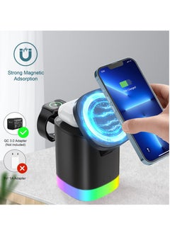 SYOSI Magnetic Wireless Charger 4 in 1-15W Wireless Charging Station for Multiple Devices,Mag-Safe Charger Stand for iPhone 12 13 Pro/Max/Mini, AirPods, Apple Watch, Wireless Charging with RGB Night Light  - Image 4