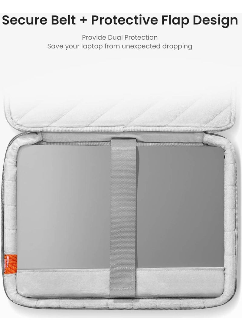 Tomtoc Defender-A22 13-Inch Eco-Friendly Laptop Sleeve Bag & Briefcase – 360° Protective Slim Bag for MacBook Air (2018–2025 M1/M2/M3/M4) & MacBook Pro 13 (2016–2025 M1/M2/M3/M4), CornerArmor 4x Technology, Spill-Resistant Fabric, Secure Belt & Protective Flap - Image 4