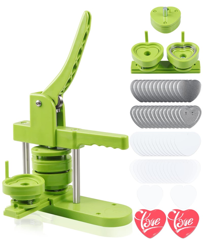 Happizza Heart-Shaped Button Maker Machine, Detachable Heart DIY Pin Button Maker Press Machine Kit, Badge Button Press Machine Pin Maker Machine with Free 100pcs Button Parts - Image 1