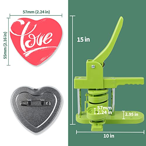 Happizza Heart-Shaped Button Maker Machine, Detachable Heart DIY Pin Button Maker Press Machine Kit, Badge Button Press Machine Pin Maker Machine with Free 100pcs Button Parts - Image 3