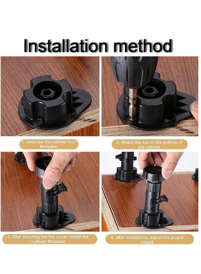 قابل للتعديل الأثاث الساق القدم 4 حزمة خزانة مستوي الساقين للمطبخ كراسي الحمام ارتفاع خزانة التسوية قابل للتعديل من 100 مللي متر إلى 120 مللي متر - Image 4