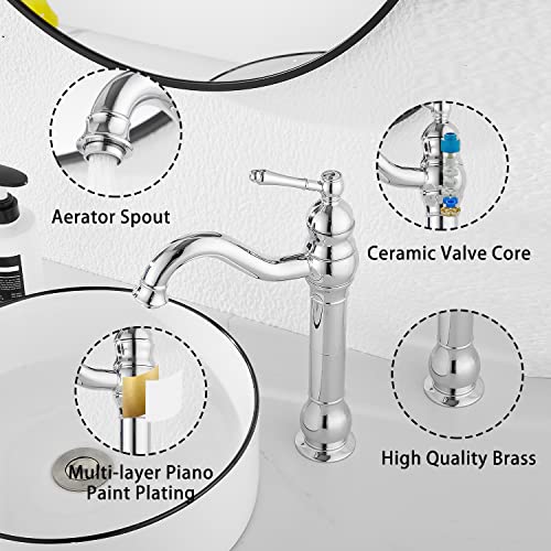 GGStudy 360° Swivel Chrome Single Handle One Hole Bathroom Sink Faucet Matching with Pop Up Drain - Image 5
