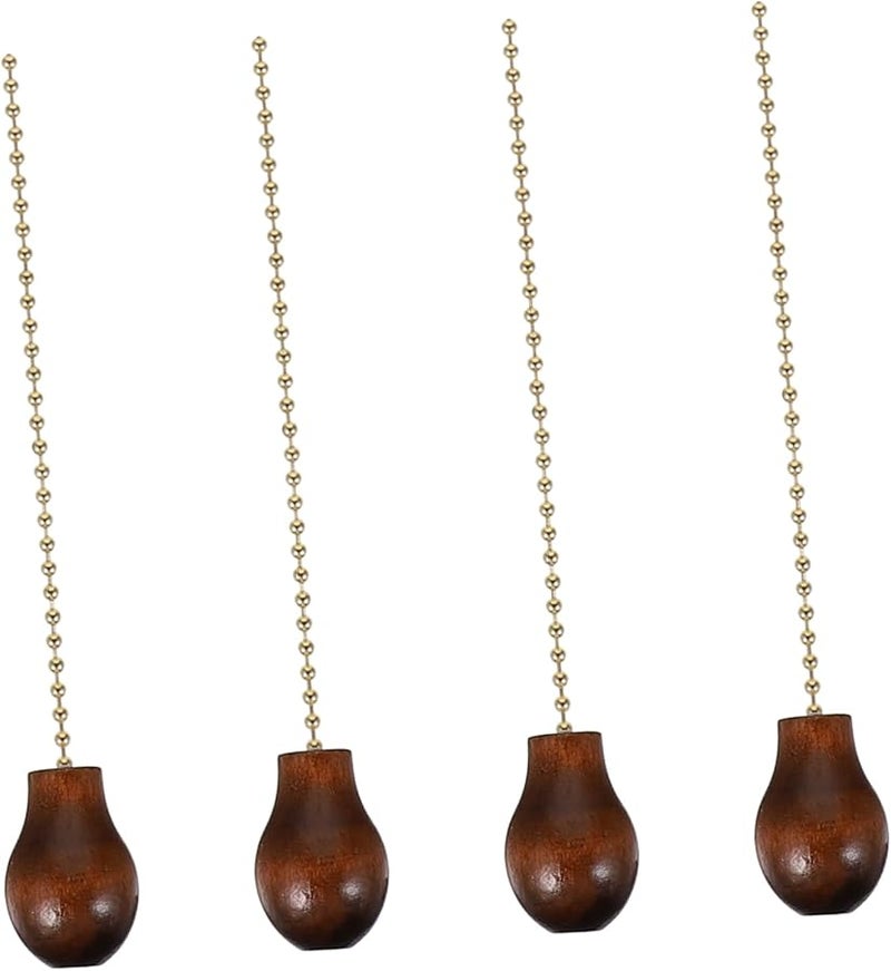 مجموعة سلاسل سحب على شكل قرع خشبية بلون الجوز من 4 قطع لاستبدال تركيبات الإضاءة السقفية ديكور منزلي زخرفي - Image 1