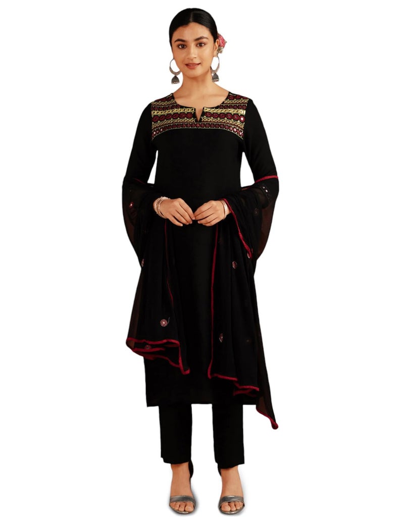 Kaari Women Rayon Staple 7525 Kurta Set (KAAAW24WSKD-92030_Kohl Black_XL) - Image 5