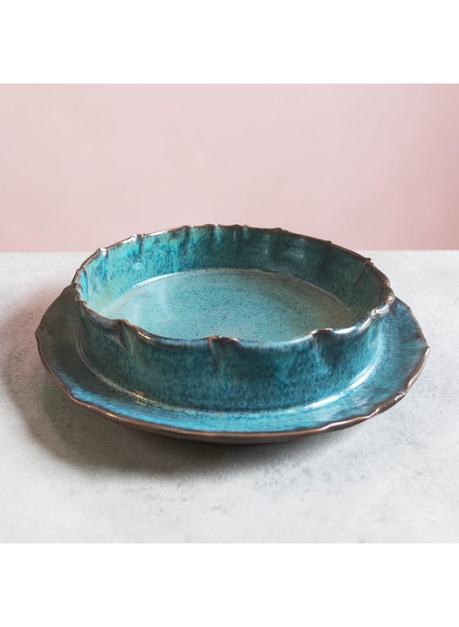 A uniquely designed ceramic and porcelain tray - oven and microwave safe, 27cm