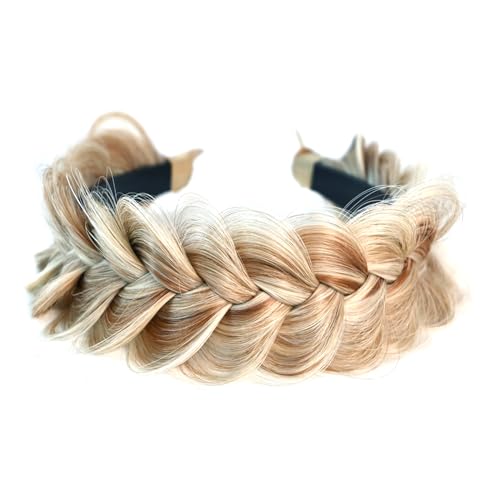 TOECWEGR Braided Headband WithTooth Wide Braid Messy Hair Hoop WomenFashion Hair AccessoriesGolden Brown Mixed Bleach Blonde - Image 3