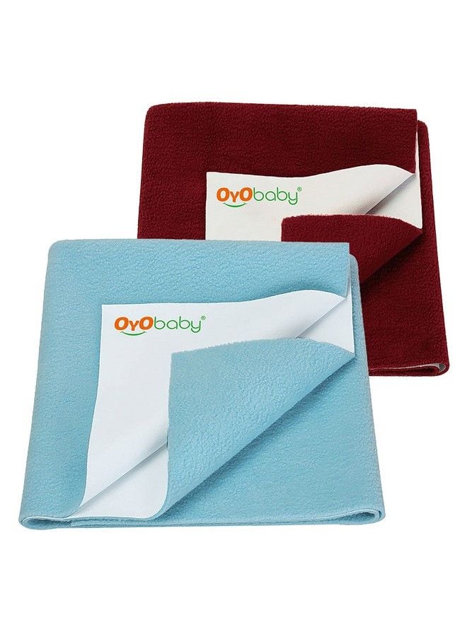 OYO BABY ملاءة جافة مقاومة للماء للأطفال ملاءات جافة للأطفال قابلة للغسل بشكل إضافي ملاءات أطفال مقاومة للماء مقاس متوسط (100 × 70 سم) أزرق بحري + عنابي  - Image 1