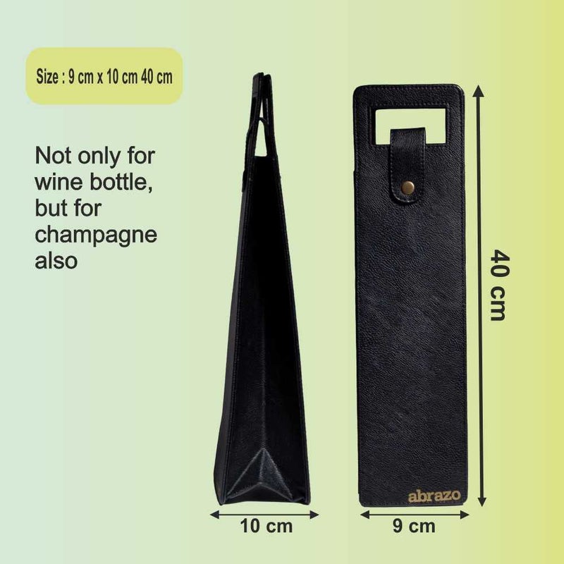 abrazo Faux Leather Wine Bottle Holder, Wine Gift Bag, Hot/Cold Container Cover/Case Bag, Bottle Carry Bag (Black) - Image 3