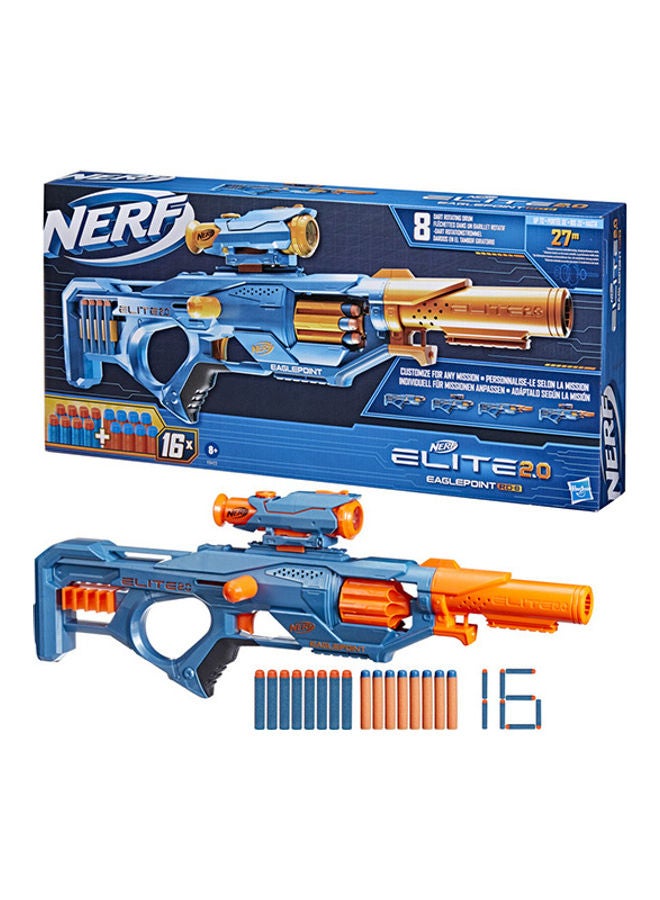 NERF Elite 2.0 Eaglepoint RD-8 Dart Blaster, 8 Dart Drum, Scope & Barrel, 16 Elite Darts, Bolt Action, Outdoor Toys - Image 1