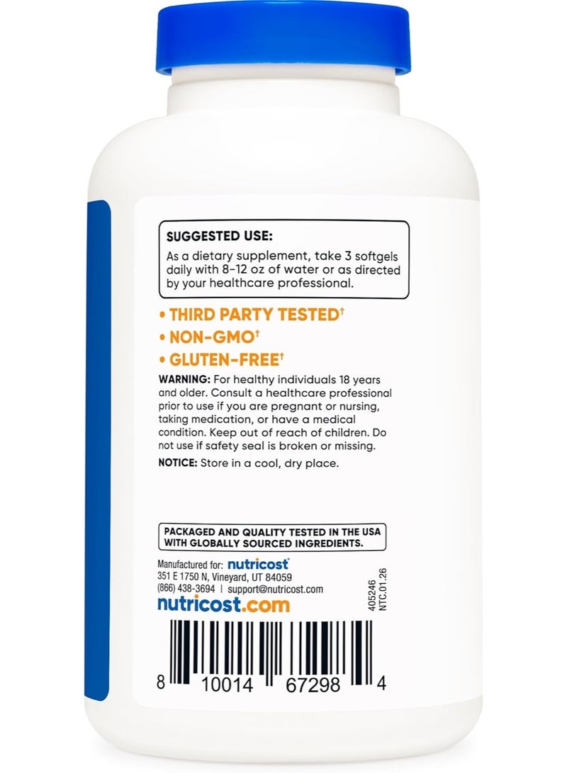 Nutricost Omega 3 Fish Oil - 2500MG, 120 Softgels (40 Serv) - Fish Oil, Wild Caught! 1200mg EPA 850mg DHA - Non-GMO, Gluten Free - Image 4