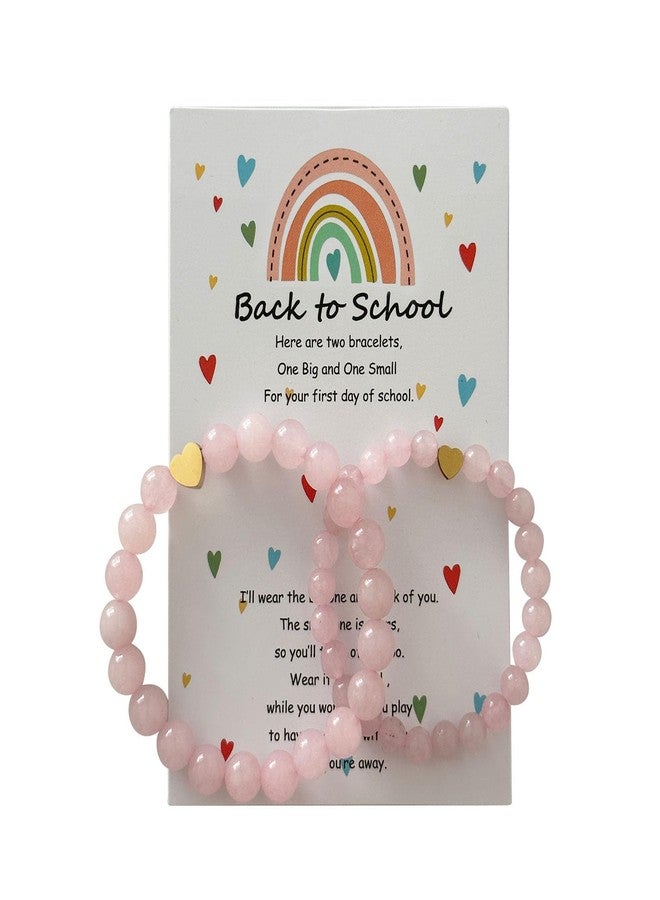 اتش تي اتش مجموعة أساور متطابقة على شكل قلب للأم وابنتها، هدايا اليوم الأول من المدرسة (لون وردي) - Image 2