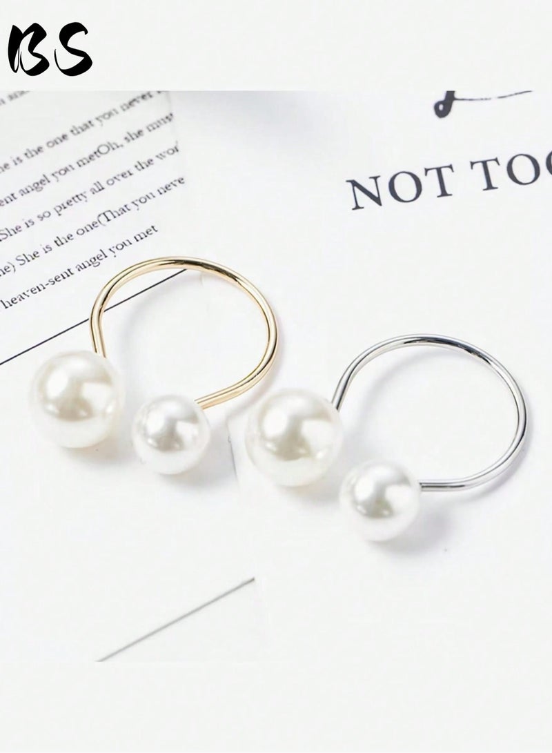 BS 10-Piece Napkin Ring Set | Pearl Metal Napkin Rings | Napkin Holders | Wedding and Birthday Table Decorations - Image 2