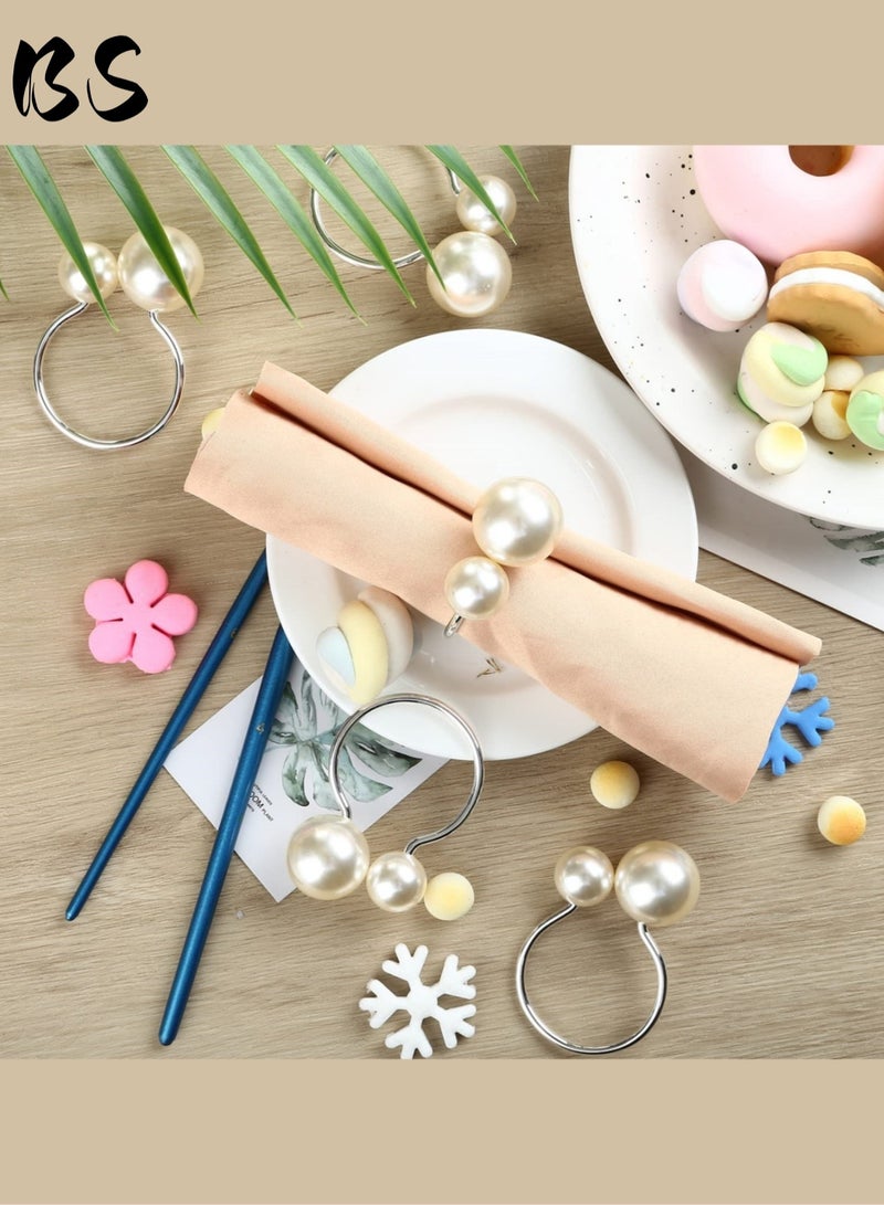 BS 10-Piece Napkin Ring Set | Pearl Metal Napkin Rings | Napkin Holders | Wedding and Birthday Table Decorations - Image 4