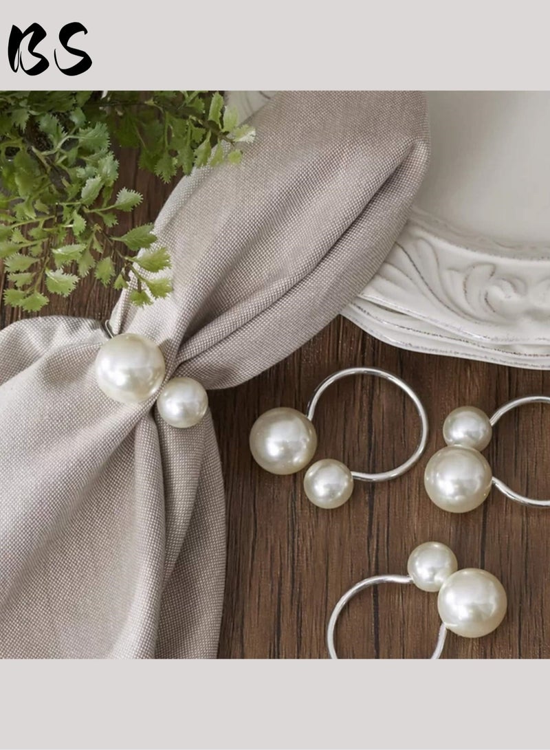 BS 10-Piece Napkin Ring Set | Pearl Metal Napkin Rings | Napkin Holders | Wedding and Birthday Table Decorations - Image 1