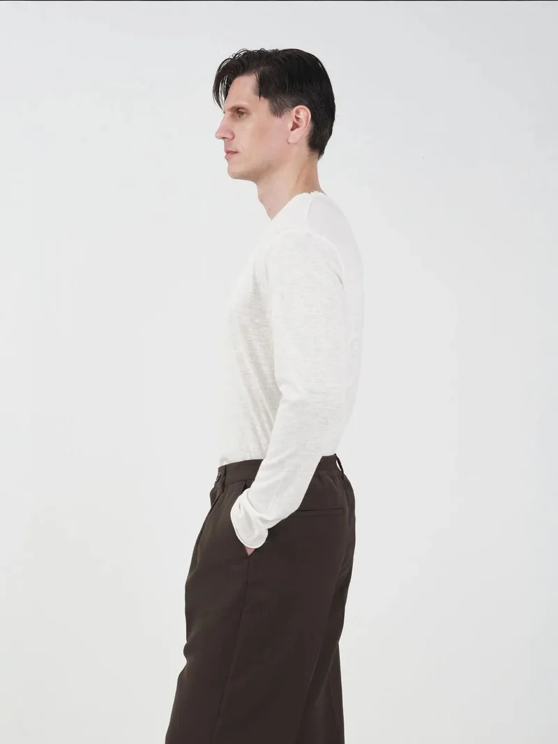 Giesto Beige Natural GIESTO Cut Out Crew Neck T-Shirt for Men | Best Price UAE