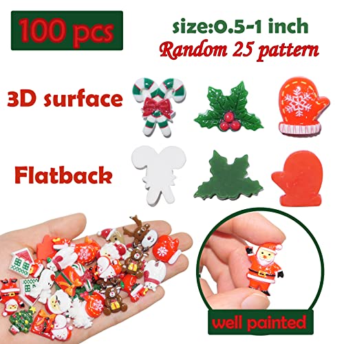 HADDIY Christmas Resin Charms for Crafts,100 Pcs Flatback Slime Charm Beads Miniature Ornaments for Christmas Embellishments,Craft Supplies and Mini Christmas Decorations - Image 3