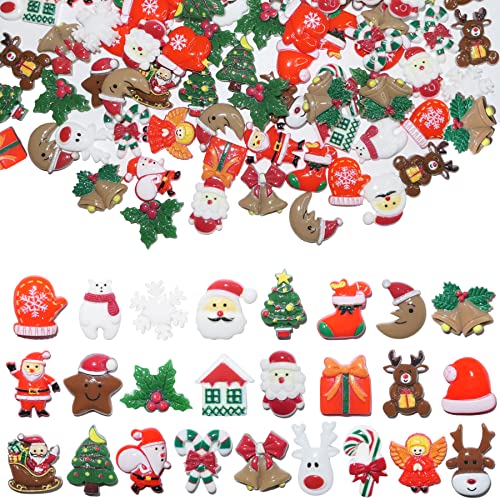 HADDIY Christmas Resin Charms for Crafts,100 Pcs Flatback Slime Charm Beads Miniature Ornaments for Christmas Embellishments,Craft Supplies and Mini Christmas Decorations - Image 1