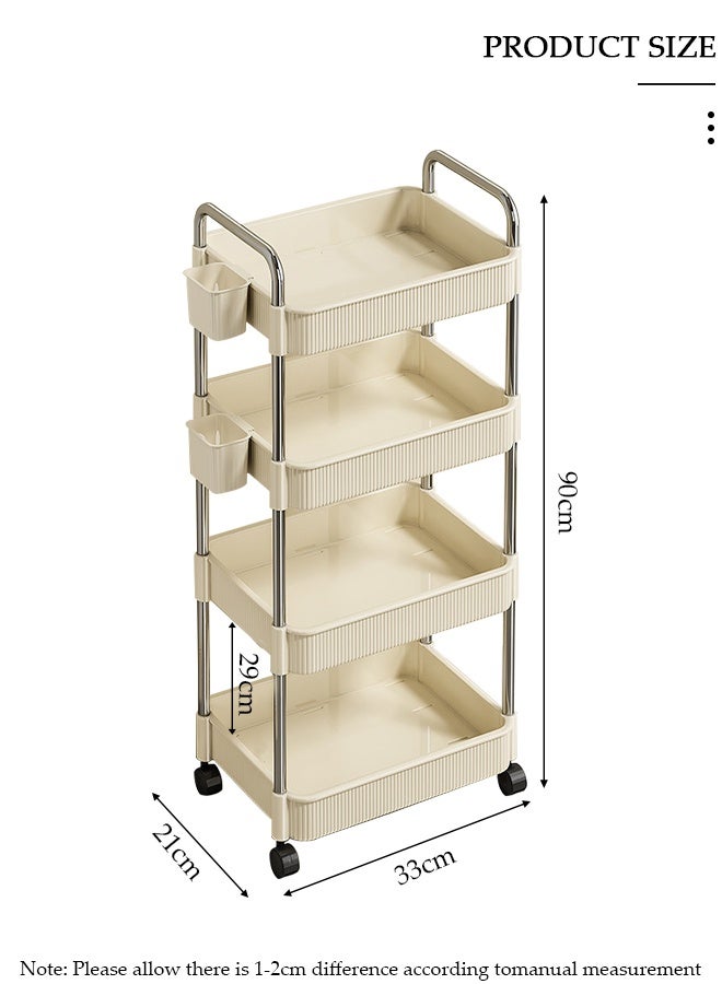 DUNISO 4-Tier Rolling Utility Cart with Drawer, Multifunctional Storage Organizer, Rolling Cart with Shelf & Metal Wheels,Storage Cart for Kitchen, Bathroom, Living Room, Office - Image 2