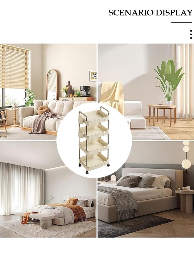 DUNISO 4-Tier Rolling Utility Cart with Drawer, Multifunctional Storage Organizer, Rolling Cart with Shelf & Metal Wheels,Storage Cart for Kitchen, Bathroom, Living Room, Office - Image 3