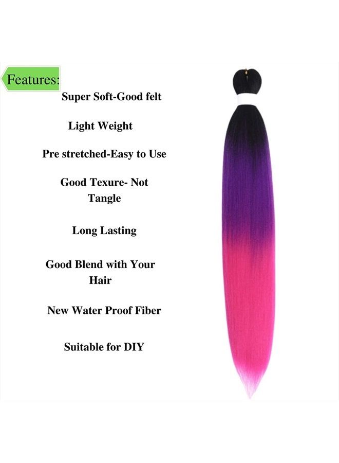 Leticia Ombre Purple Pink Braiding Hair Pre Stretched Braids Kanekalon Braiding Hair Extensions - Image 2