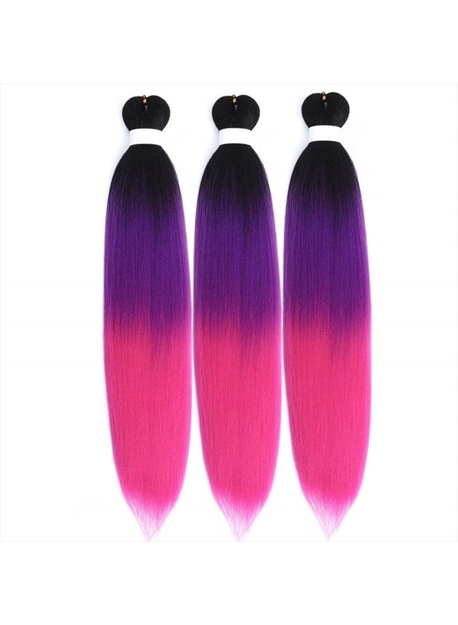 Leticia Ombre Purple Pink Braiding Hair Pre Stretched Braids Kanekalon Braiding Hair Extensions - Image 1