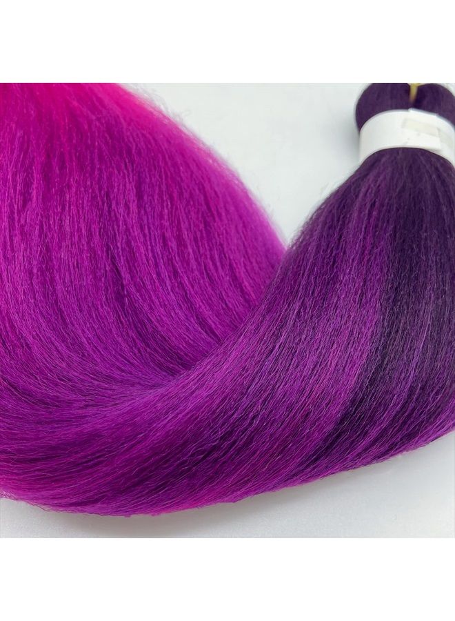 Leticia Ombre Purple Pink Braiding Hair Pre Stretched Braids Kanekalon Braiding Hair Extensions - Image 5
