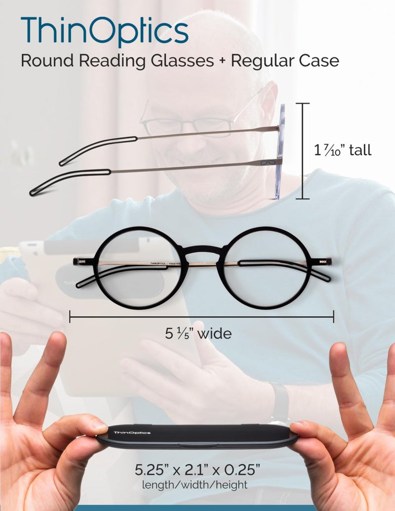 ThinOptics Unisex Adult Glasses Reading, Regular Case / Round Tortoise, 1.00 US - Image 5