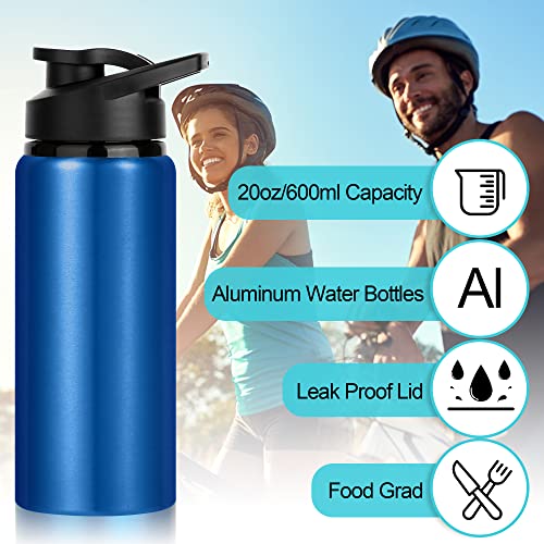LYDTICK 10 Pack Water Bottles Bulk, 20oz Sports Aluminum Water Bottle with Snap Lids Metal Reusable Water Bottles Leak proof Personalized Bottle for Travel Camping Gym Hiking Fishing(Blue) - Image 3
