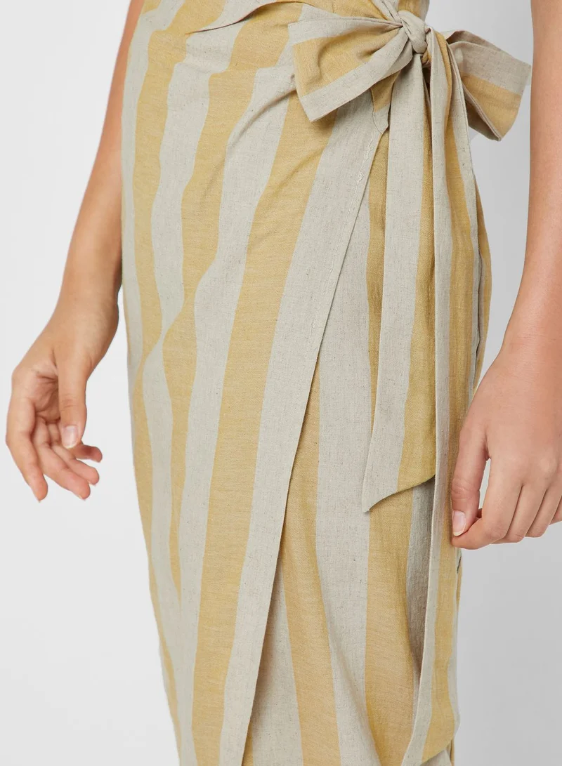 MANGO Striped  Wrap Skirt