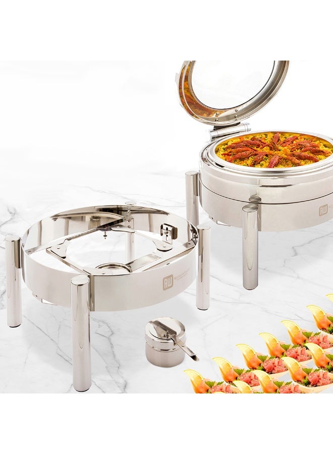 Restaurantware Chafer Frame, Straight Leg - Stainless Steel - Fits Induction Ready 6 Quart Round Chafer Body - Commercial Grade - 1ct Box - Met Lux  - Image 3