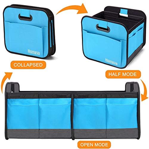 Homeve Trunk Organizer for Car, Car Storage, Reinforced Handles, Collapsible Multi-Compartment Car Organizers Foldable and Waterproof, 600D Oxford Polyester, Suitable for Any SUV, Mini-Van, Blue - Image 4
