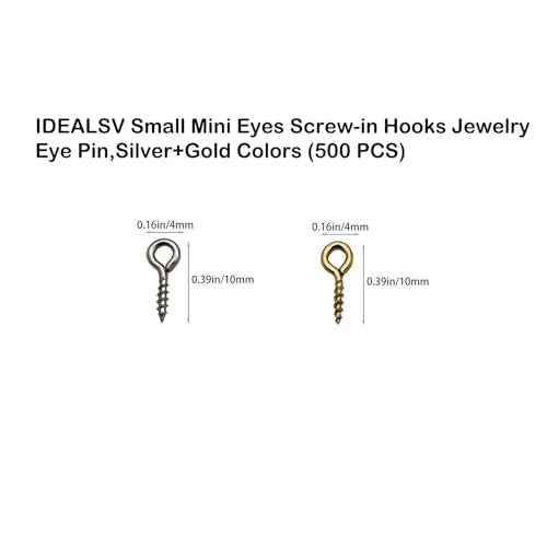 IDEALSV Small Mini Eyes Screw-in Hooks Jewelry Eye Pin,Silver+Gold Colors (500 PCS) - Image 3