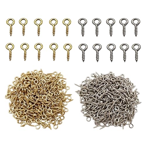 IDEALSV Small Mini Eyes Screw-in Hooks Jewelry Eye Pin,Silver+Gold Colors (500 PCS) - Image 1