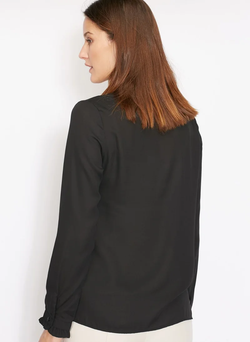 ELLA Frill Trim Tie Neck Shirt