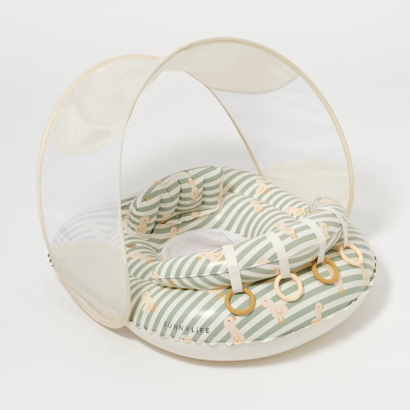 SUNNY LIFE Interactive Baby Float Duck Sage Stripe