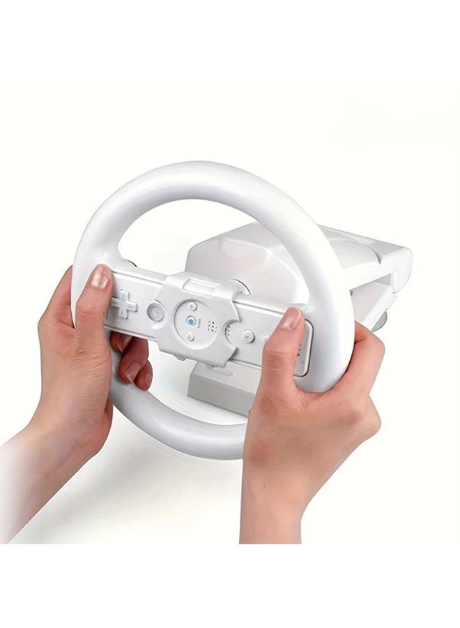 White Adjustable Racing Steering Wheel Stand For Nintendo Wii Controller Ergonomic Portable Stable Gaming Accessory - Image 5