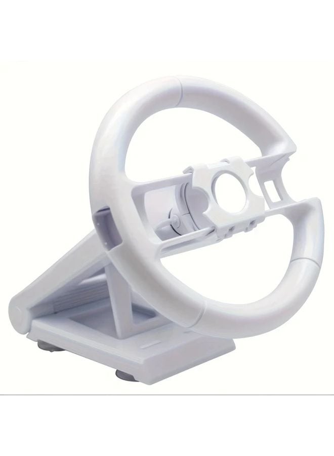 White Adjustable Racing Steering Wheel Stand For Nintendo Wii Controller Ergonomic Portable Stable Gaming Accessory - Image 4
