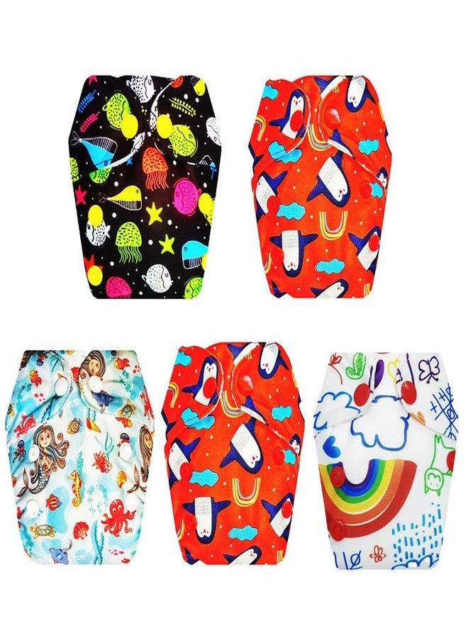 Dumbledo Premium Newborn Cloth Diaper with Integrated Insert (Pack of 5) | Soft & Gentle | Leakproof | Easy to Clean | Worry-Free Diapering | 0 - 4 Months | Unisex Baby - Image 1