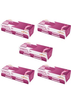 Zalcoon Pink Synthetic Nitrile Vinyl Blended Gloves,  4 Mil, Powder-Free, Smooth, Non-Sterile, Case of 5 Boxes (5 X 100 Pieces)  - Image 1