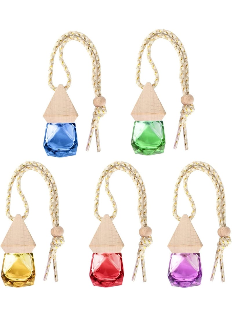 Cobest Hanging Car Perfume Bottle Diffuser for Aroma Oils 5 Pack 8ml Refillable Glass Air Freshener Bottles with Wood Cap and String for Rearview Mirror Home and Office Decoration Accessories - Image 1