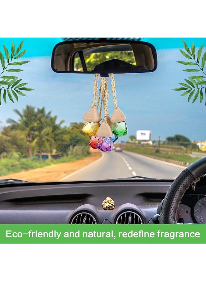Cobest Hanging Car Perfume Bottle Diffuser for Aroma Oils 5 Pack 8ml Refillable Glass Air Freshener Bottles with Wood Cap and String for Rearview Mirror Home and Office Decoration Accessories - Image 5